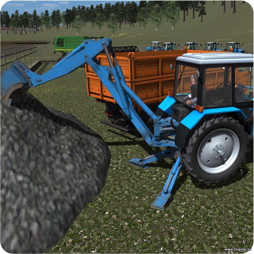 симулятор трактора МТЗ: работа в режиме экскаватора