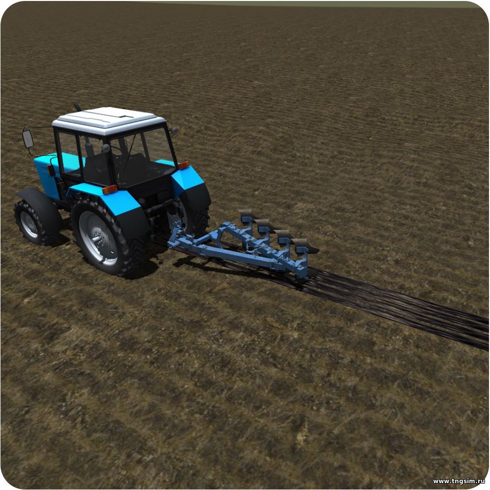 трактор МТЗ пашет поле в учебном симуляторе трактора
